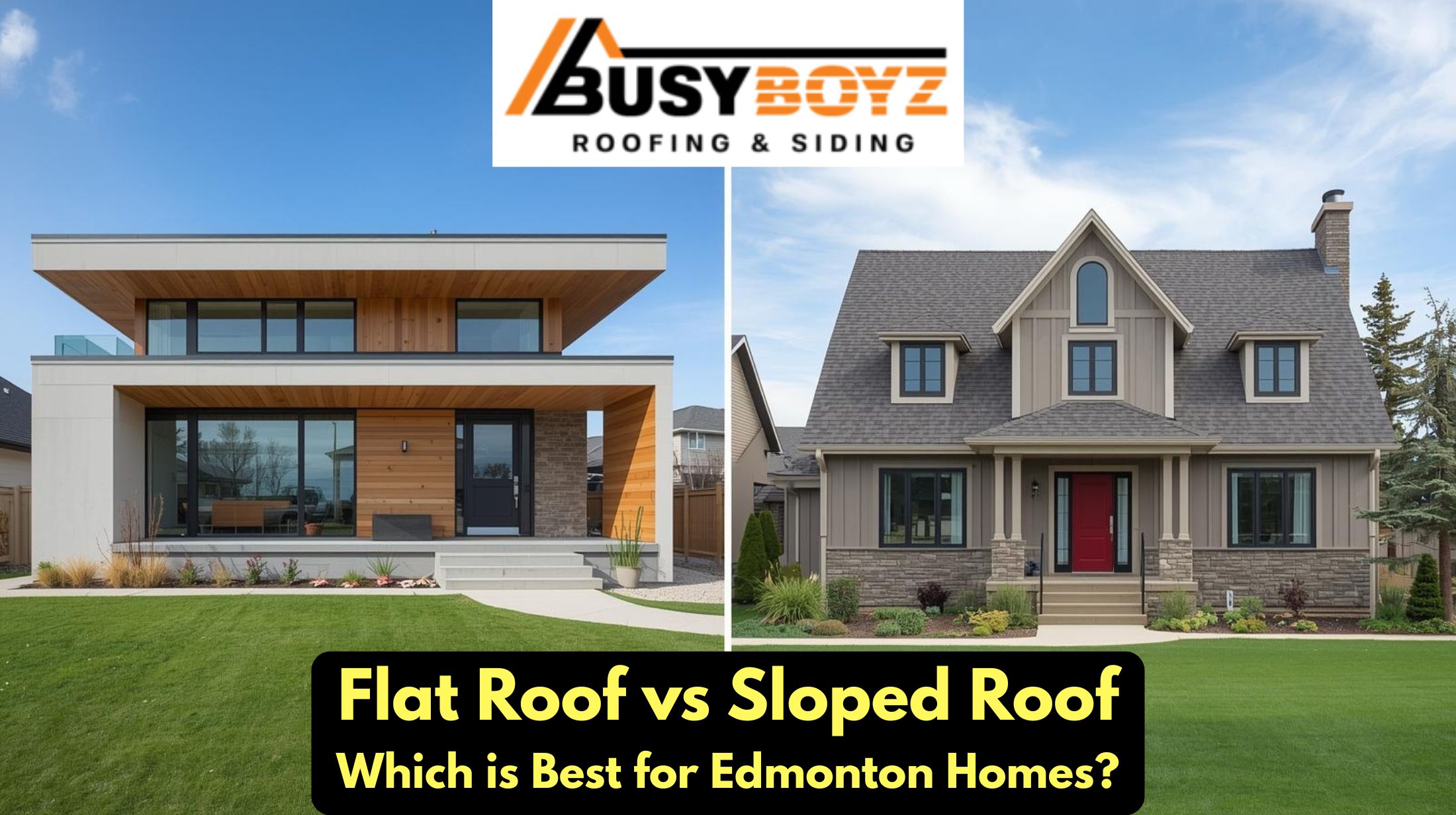 Flat vs sloped roof comparison on residential roofing Edmonton